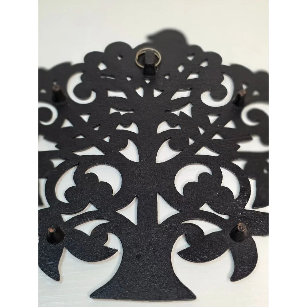 Vintage Cast Iron Copper Finish Trivet Tree of Life w/ Bird Wall Decor - Picture 4 of 6